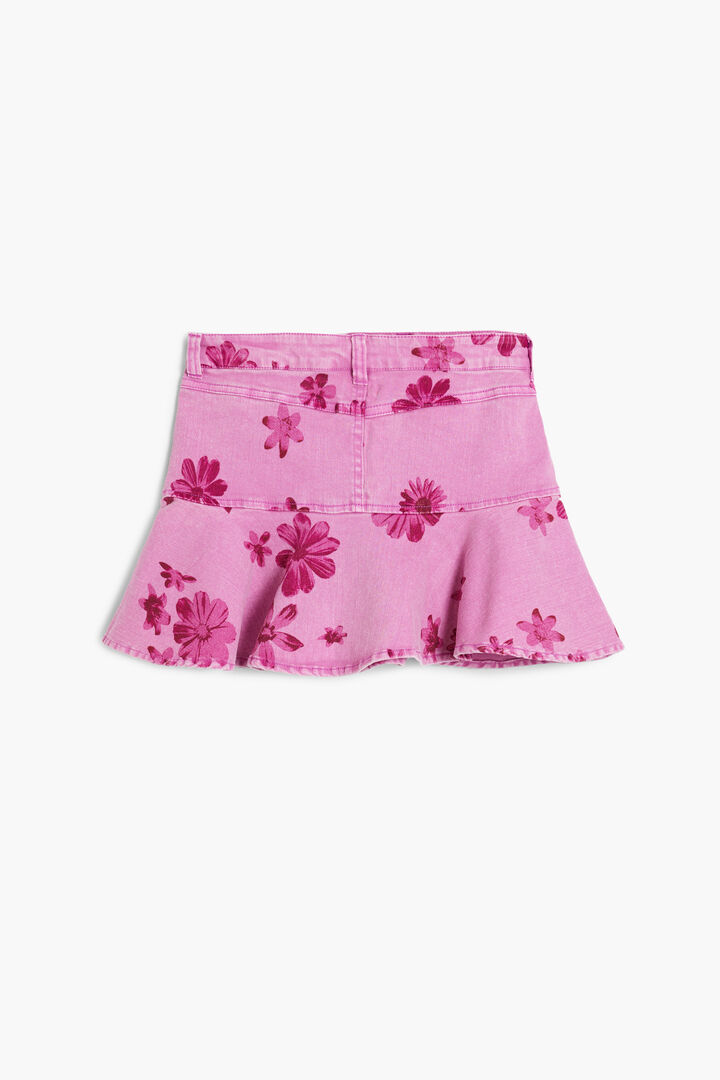 Short denim skirt with flowers | Desigual