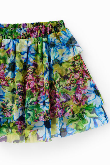 Minifalda tul volantes floral | Desigual