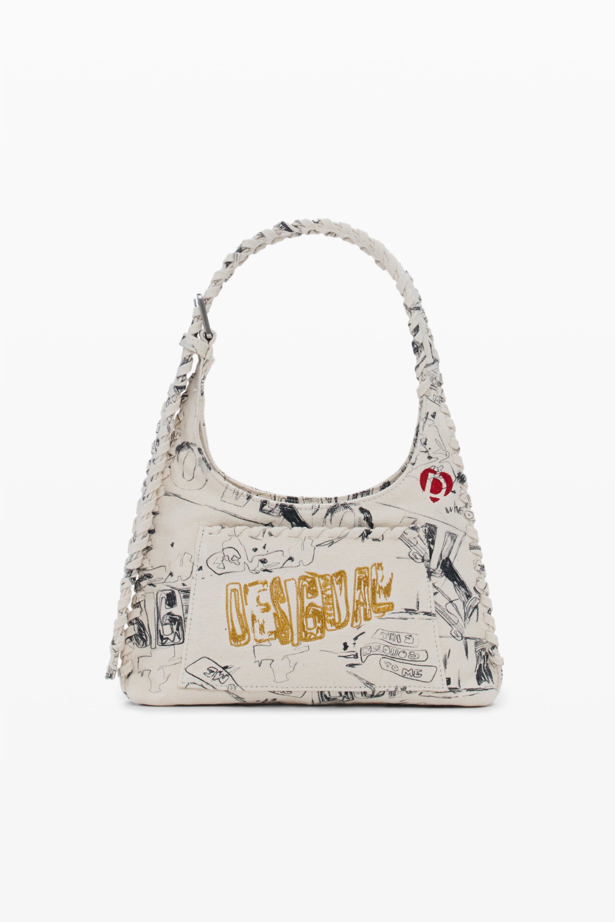 Desigual Middelgrote tas met lettering - WHITE