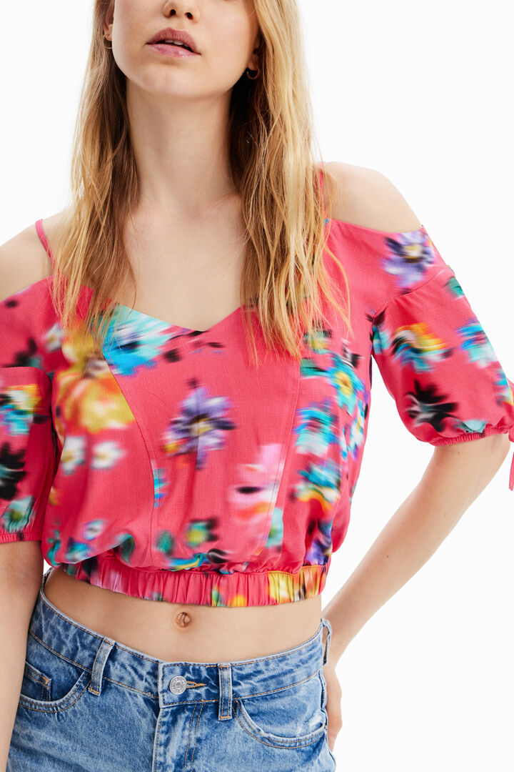 Brusa curta frunzit flors | Desigual