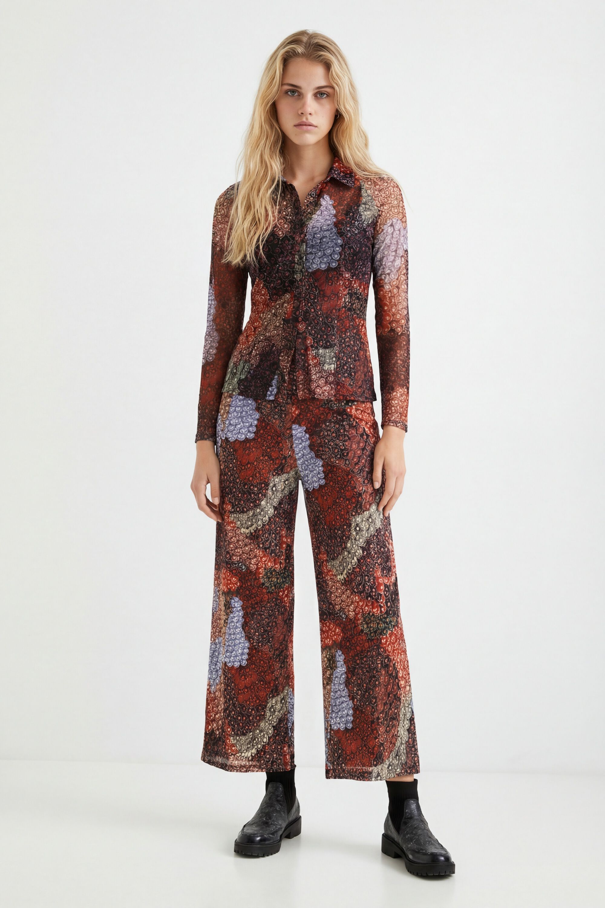 Desigual, Elastisches Hemd Bordüren, Polyester, Orange, M
