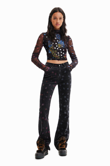 Samarreta tul patch lunars i flors | Desigual