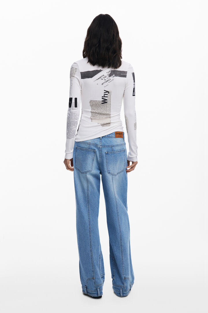 Ribbed newspaper T-shirt | Desigual