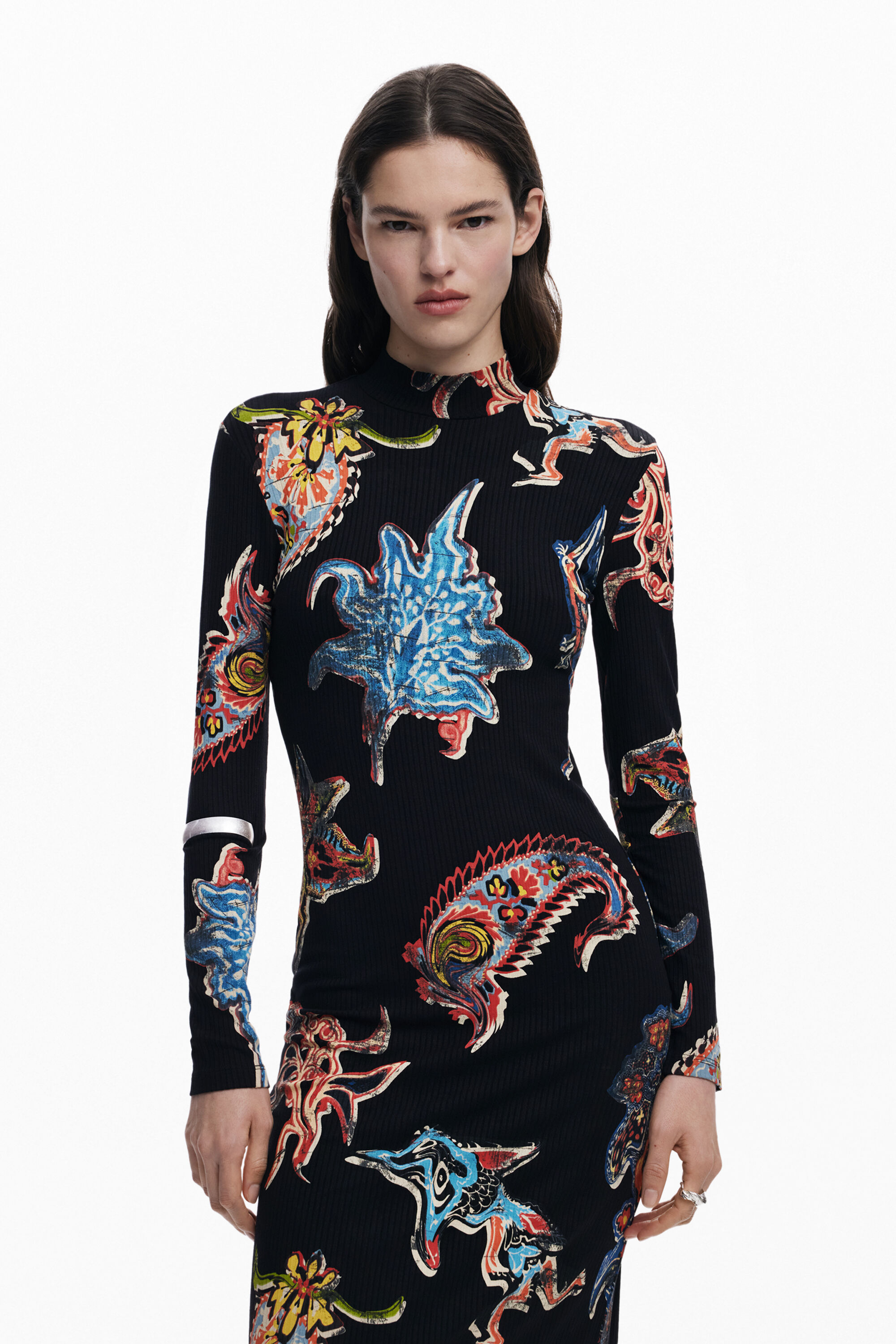 Desigual Fitted Paisley Dress M.c.lacroix In Black