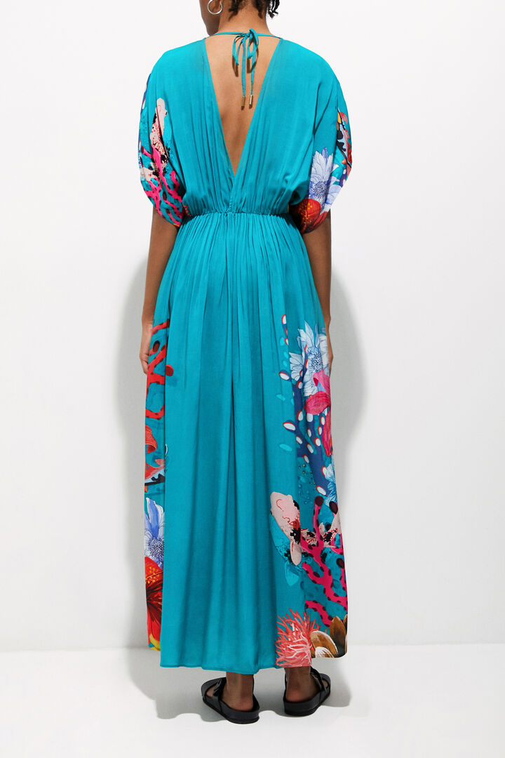 Maxi vestido corales sostenible | Desigual