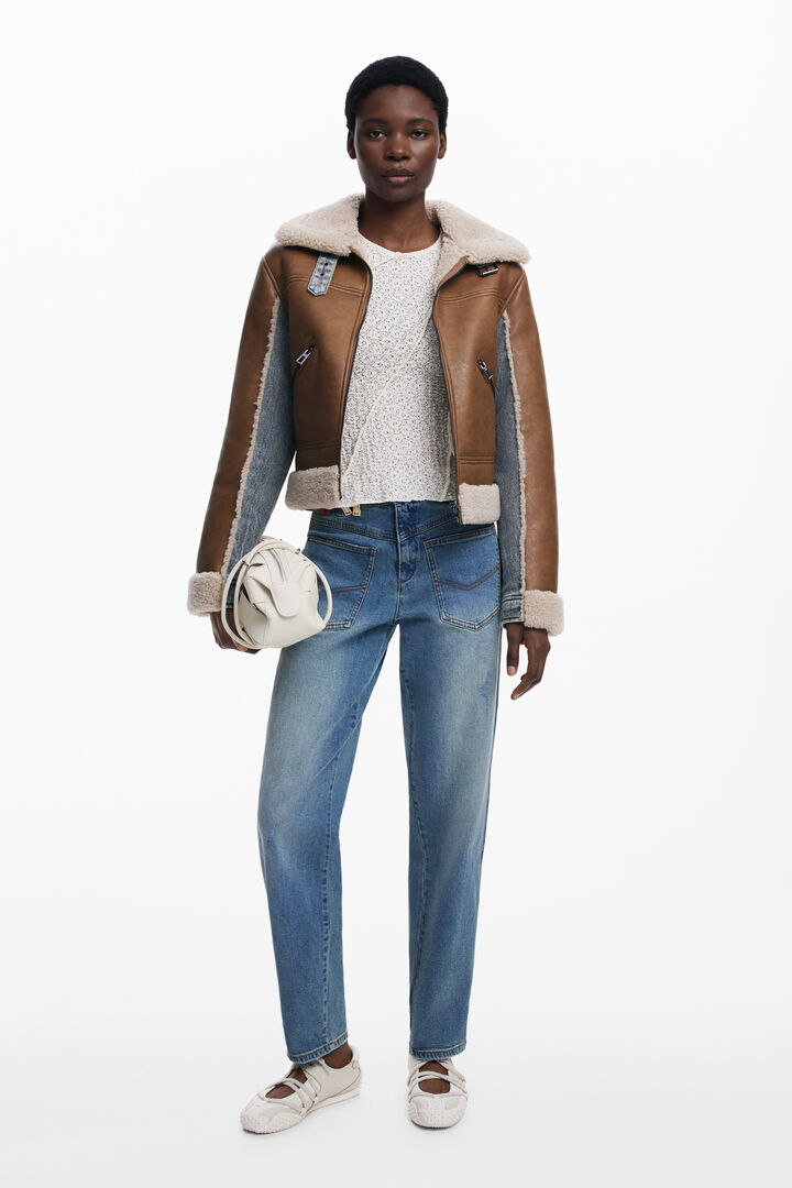 Veste combinée en peau lainée | Desigual