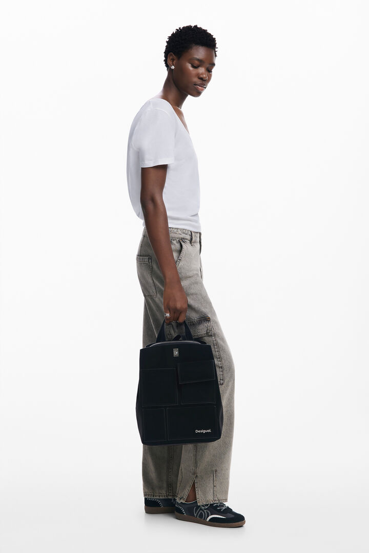Medium faux leather backpack with pockets | Desigual