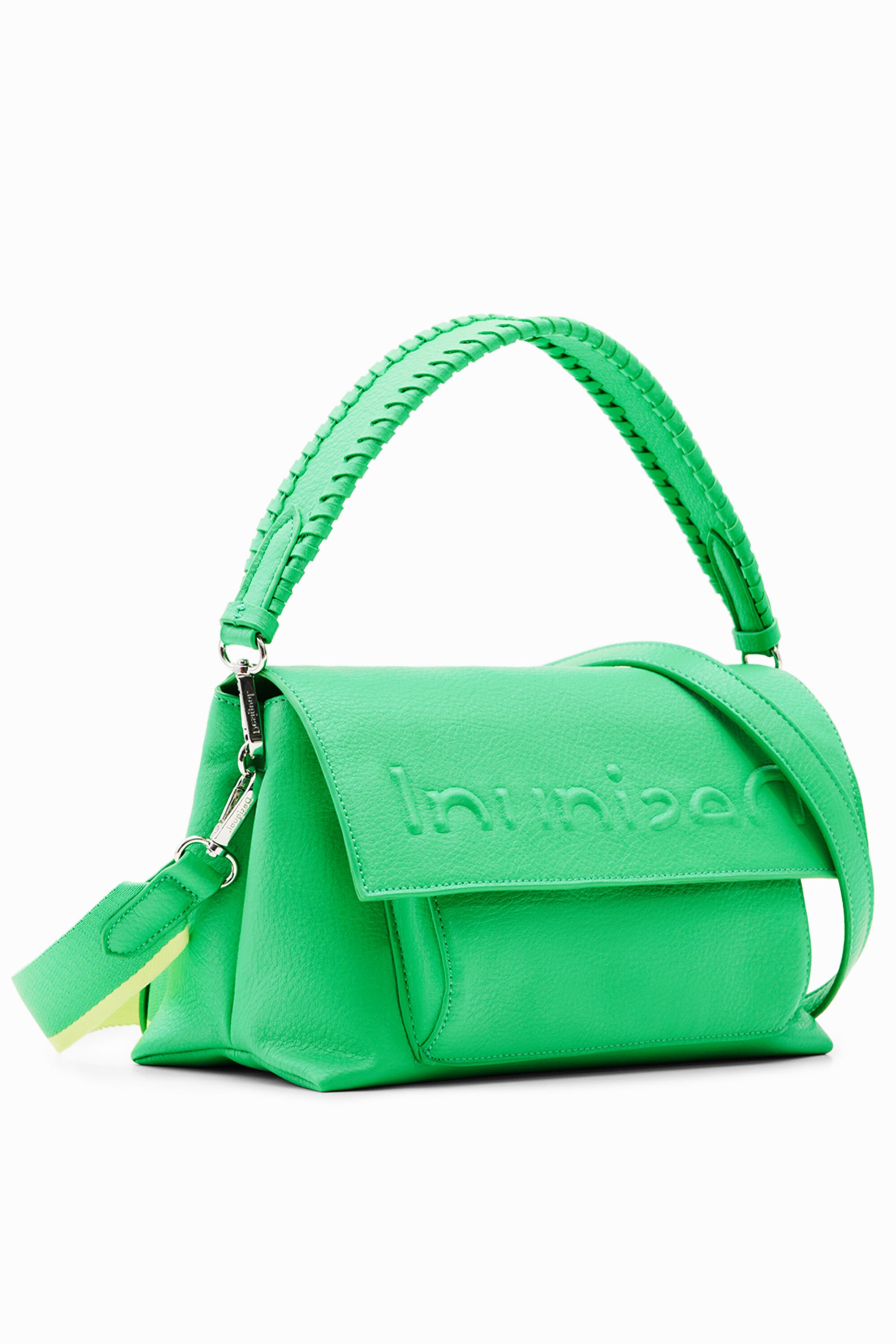 Desigual, Mittelgroße Umhängetasche Half-Logo, Polyurethan, GrüN, U