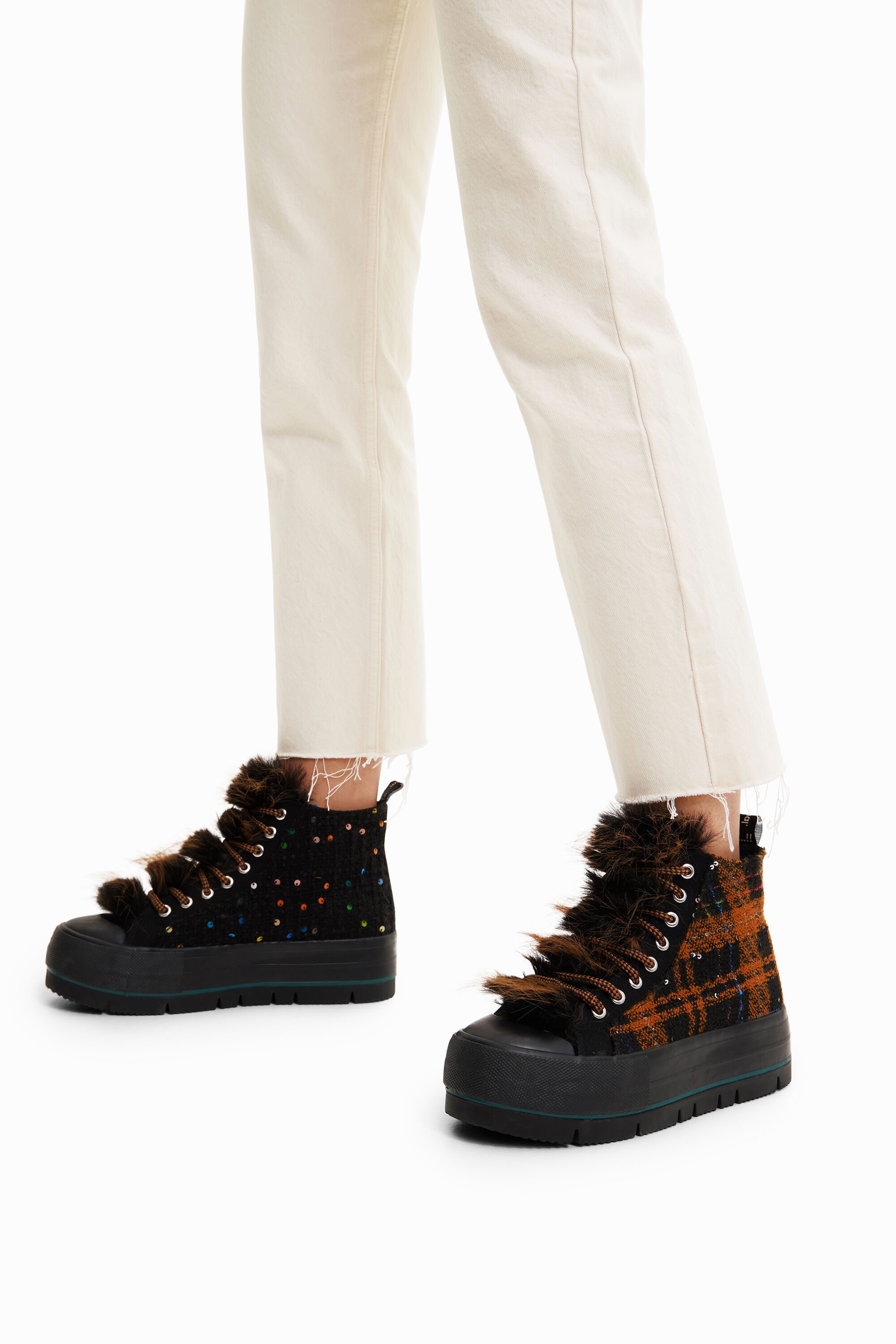 Furry high top top sneakers