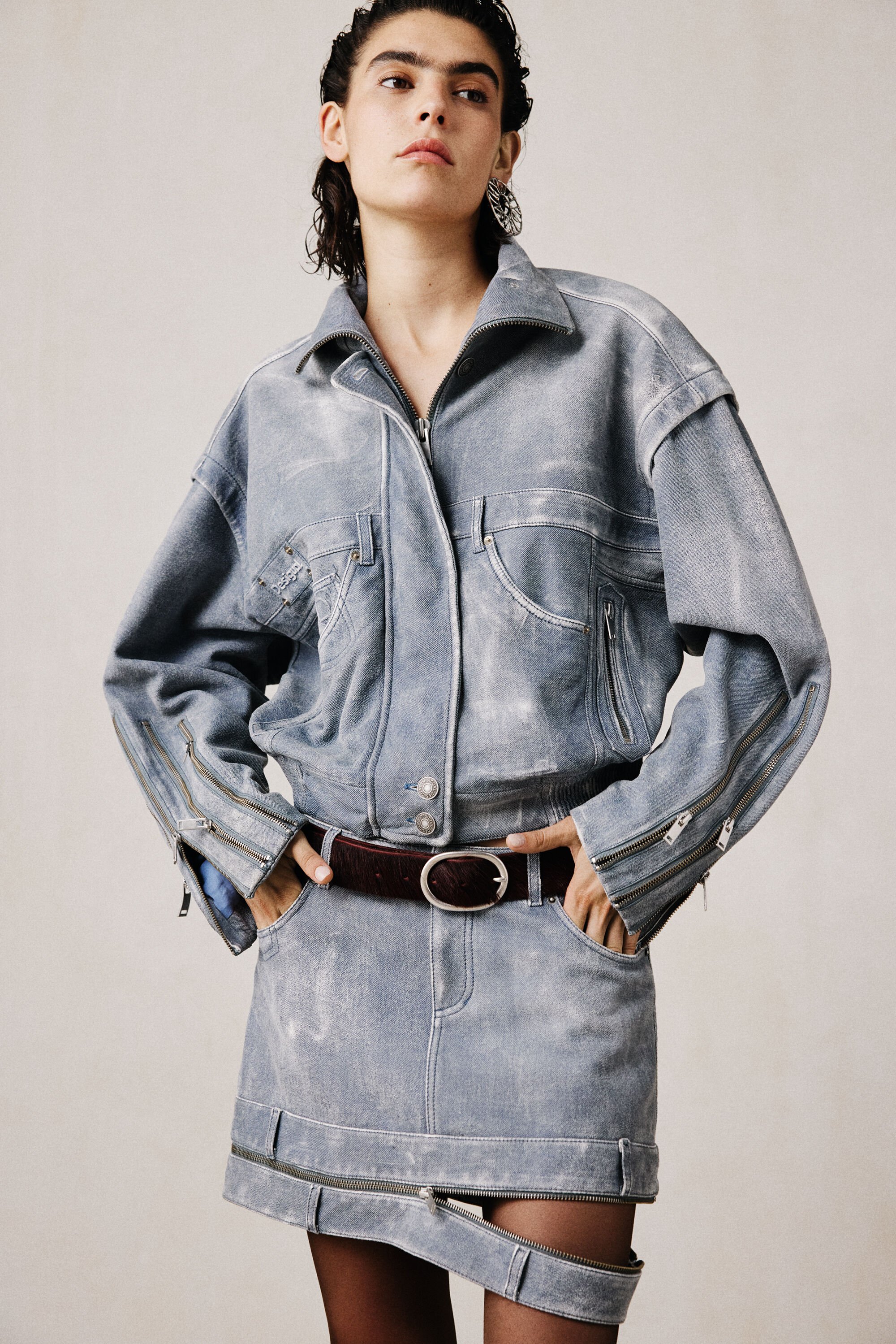 Studiodenimlook leren jas