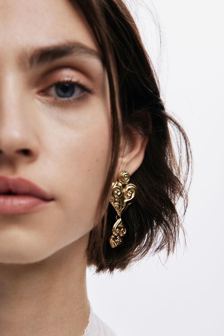 Zalio gold-plated triple heart earrings | Desigual