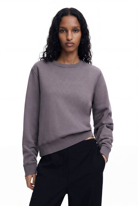 SWEATSHIRT WITH LOGO AND RHINESTONES
