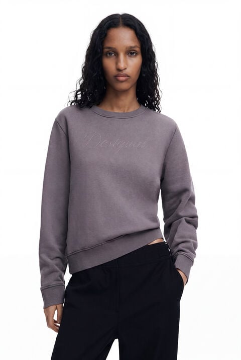 SWEATSHIRT WITH LOGO AND RHINESTONES