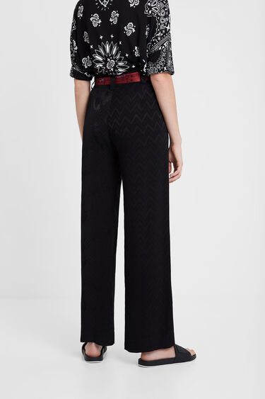 Jacquard trousers with scarf belt | Desigual