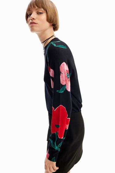 Sweter w kwiaty z efektem akwareli | Desigual
