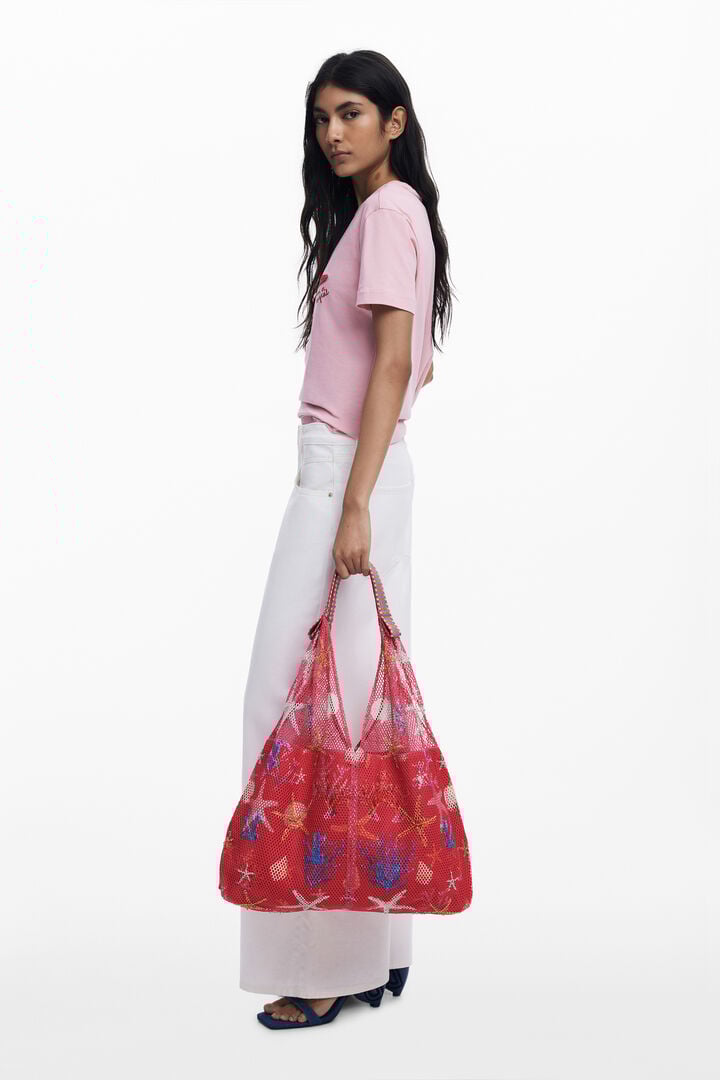 Medium star texture tote bag | Desigual