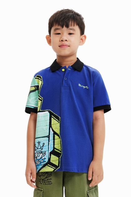Graffiti short-sleeve polo shirt