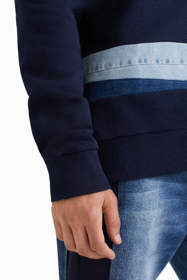Sweat-shirt coton ouaté patchs en jean | Desigual