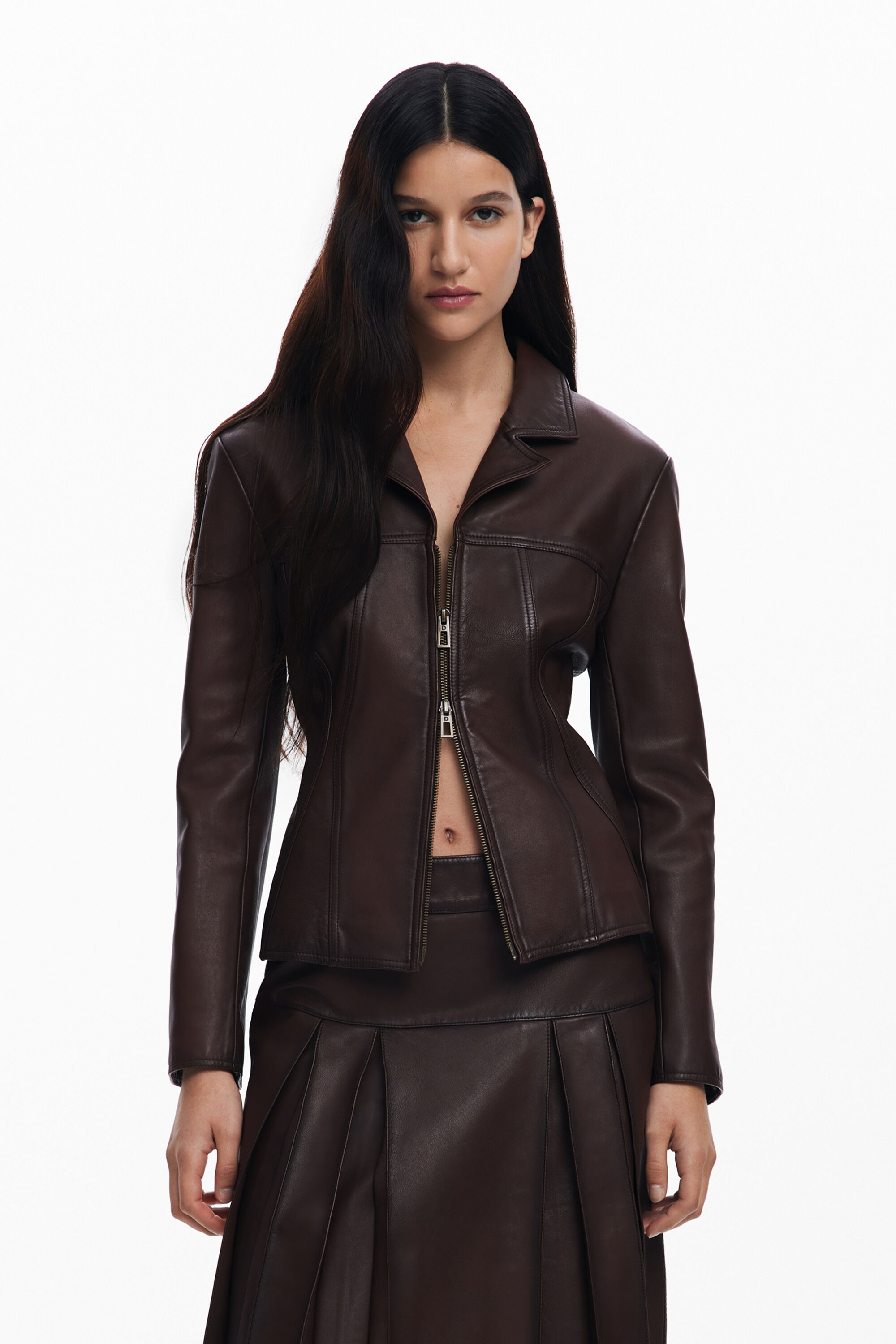 Peplum leather biker jacket Women's I Desigual.com