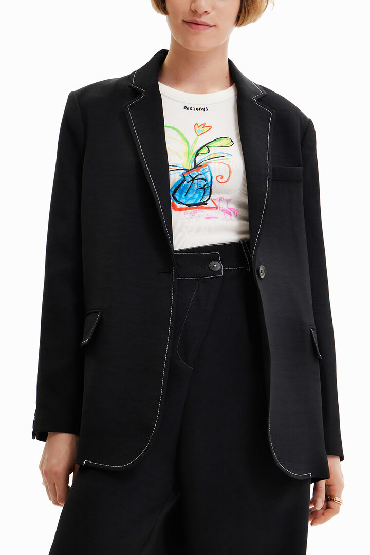 Long blazer with stitching | Desigual