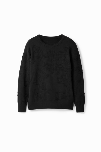 Loose fit trui met badstof-effect