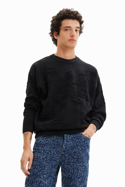 Sweter o luźnym kroju z imitacji frotte