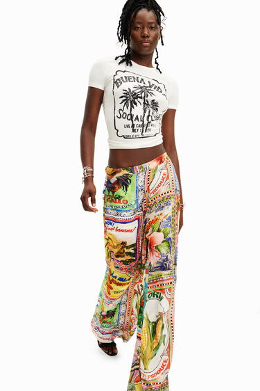 Pantalon wide leg cartes portales Stella Jean | Desigual