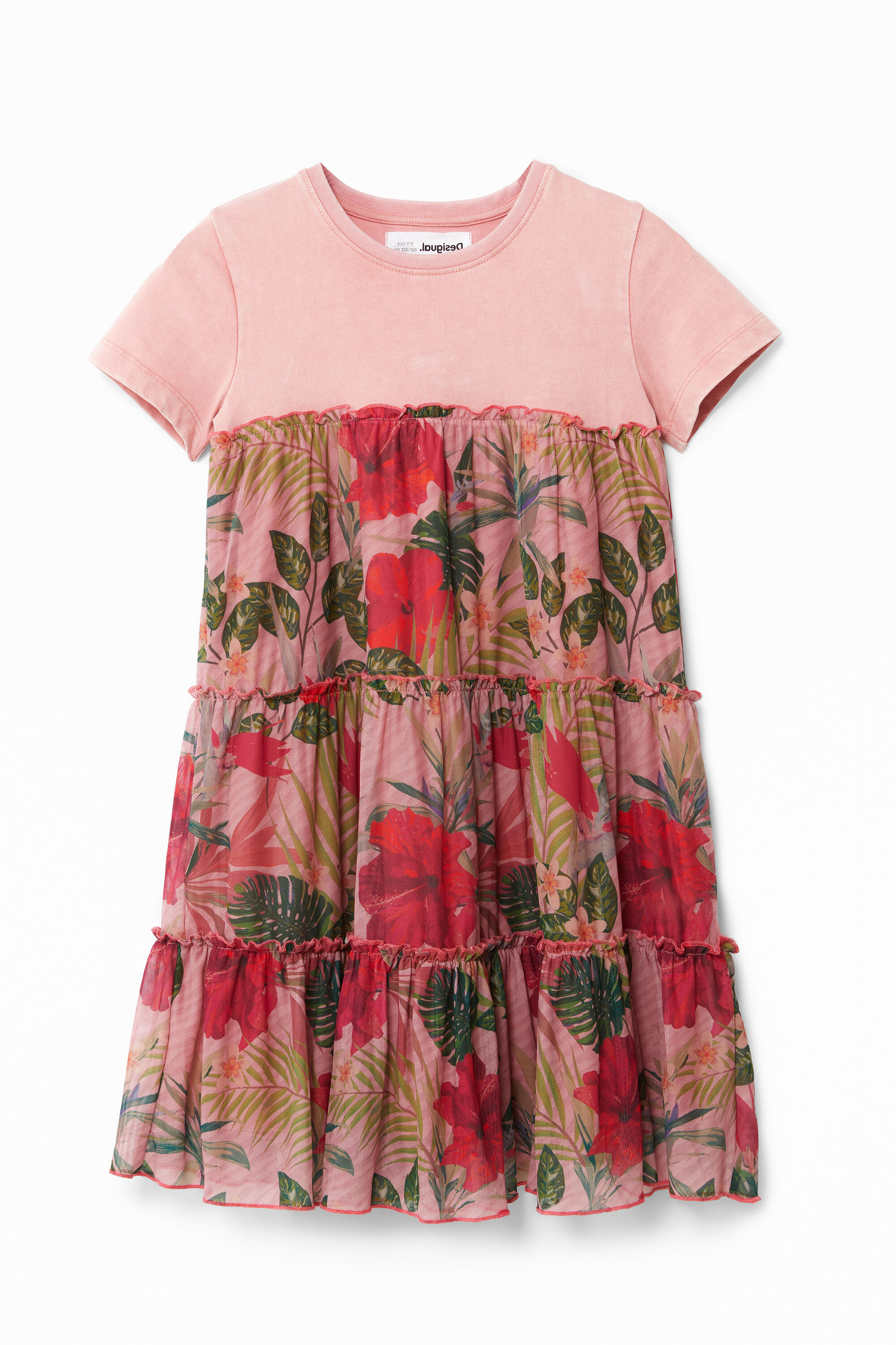 T-Shirt-Kleid Volants Blumen