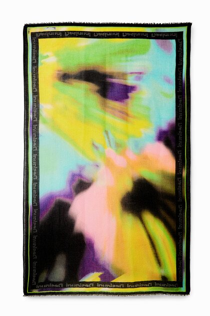 Rectangular pleated tie-dye foulard