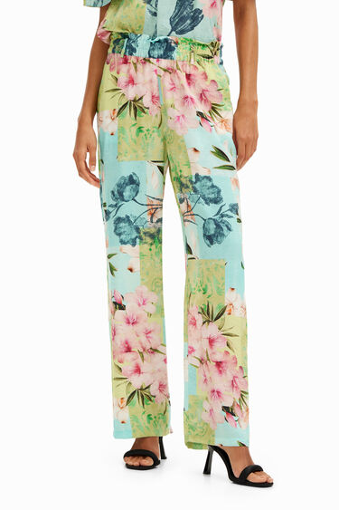 Long flower patchwork trousers | Desigual