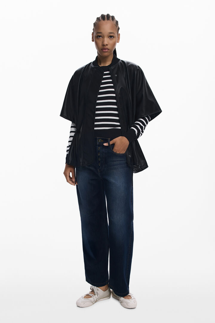 Poncho effet cuir à reliefs | Desigual