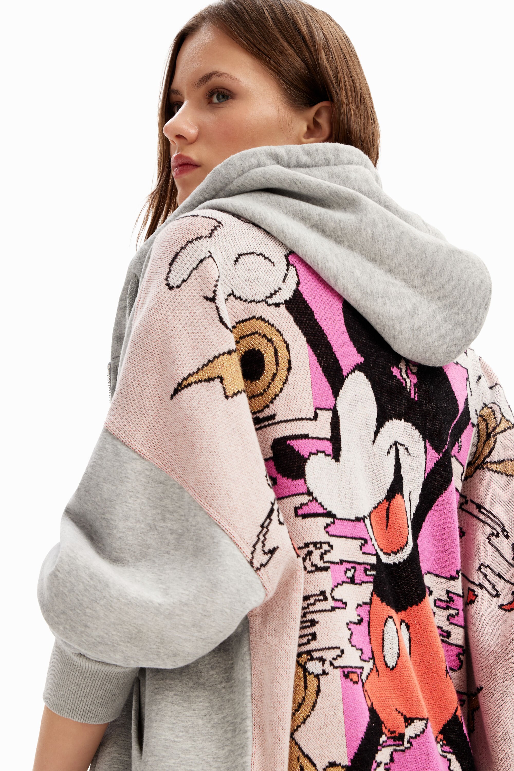 Oversized sweatshirt jacquard Mickey Mouse