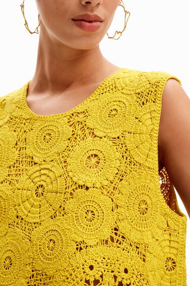 Crochet T-shirt bloemen | Desigual