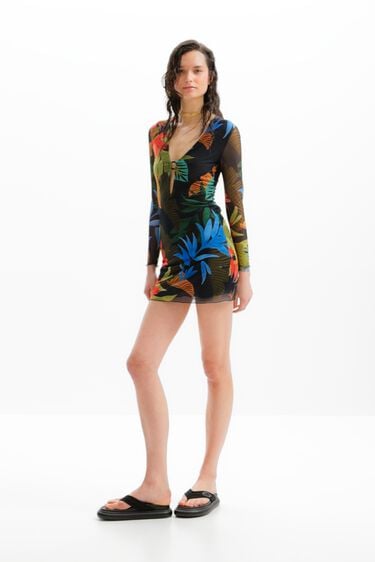 Mini-robe tulle tropicale | Desigual