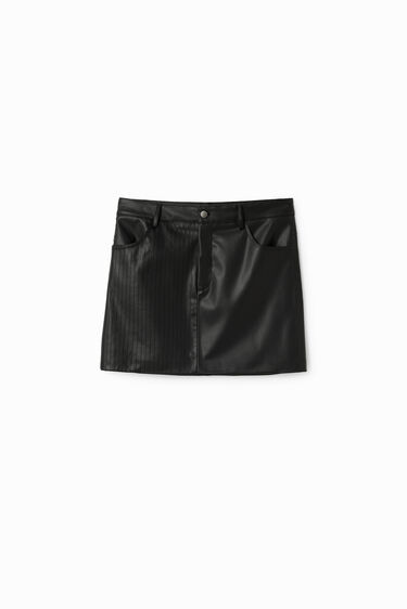 Leather-effect stitching mini skirt | Desigual