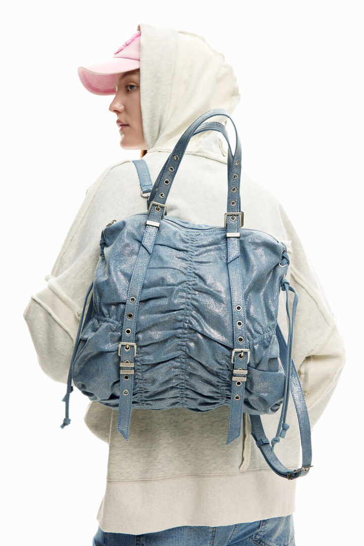 MEDIUM RUCHED DENIM BACKPACK | Desigual