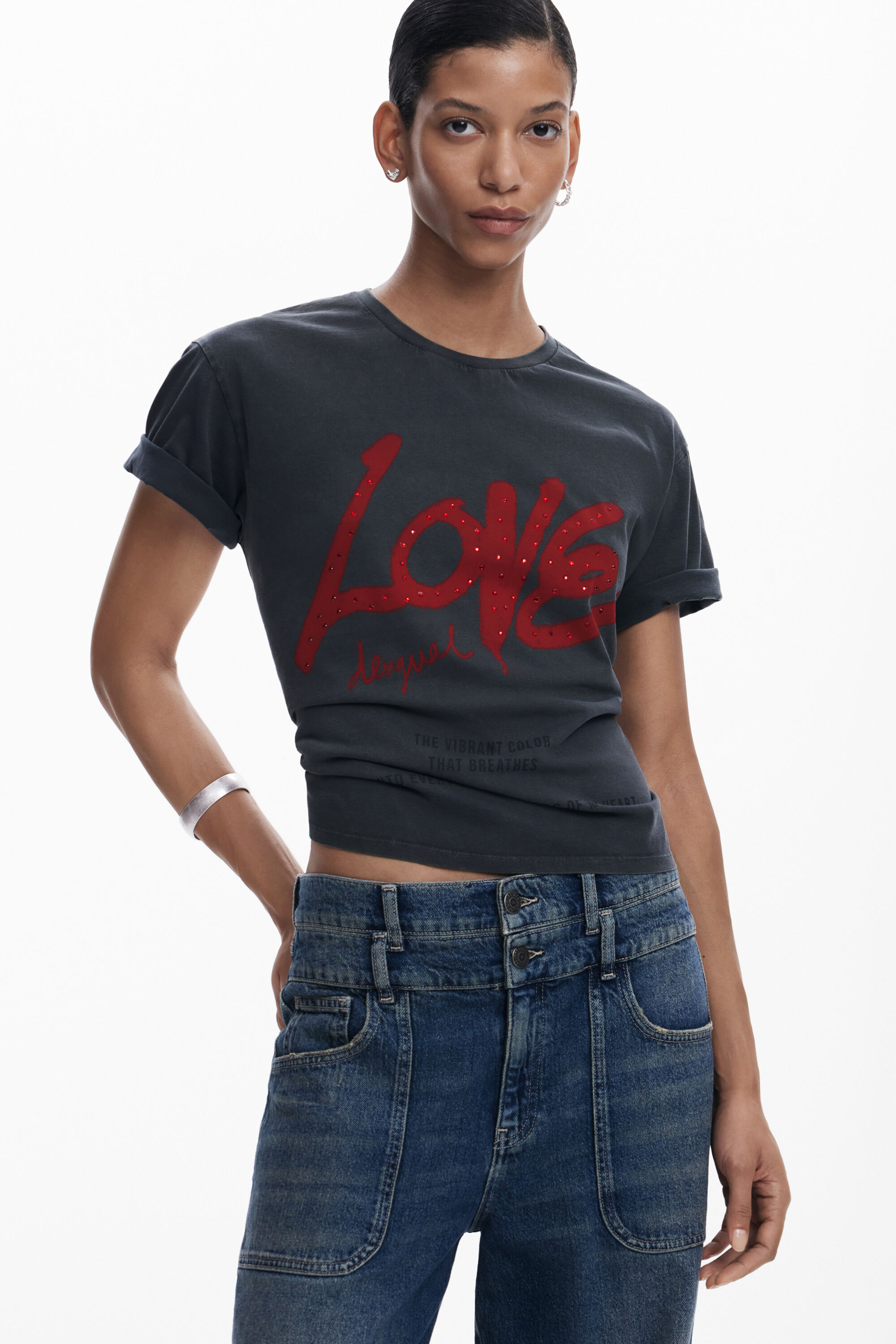 デシグアル Desigual ボディに書かれたTシャツ （ブラック） Desigual デシグアル ボディに書かれたTシャツ （ブラック