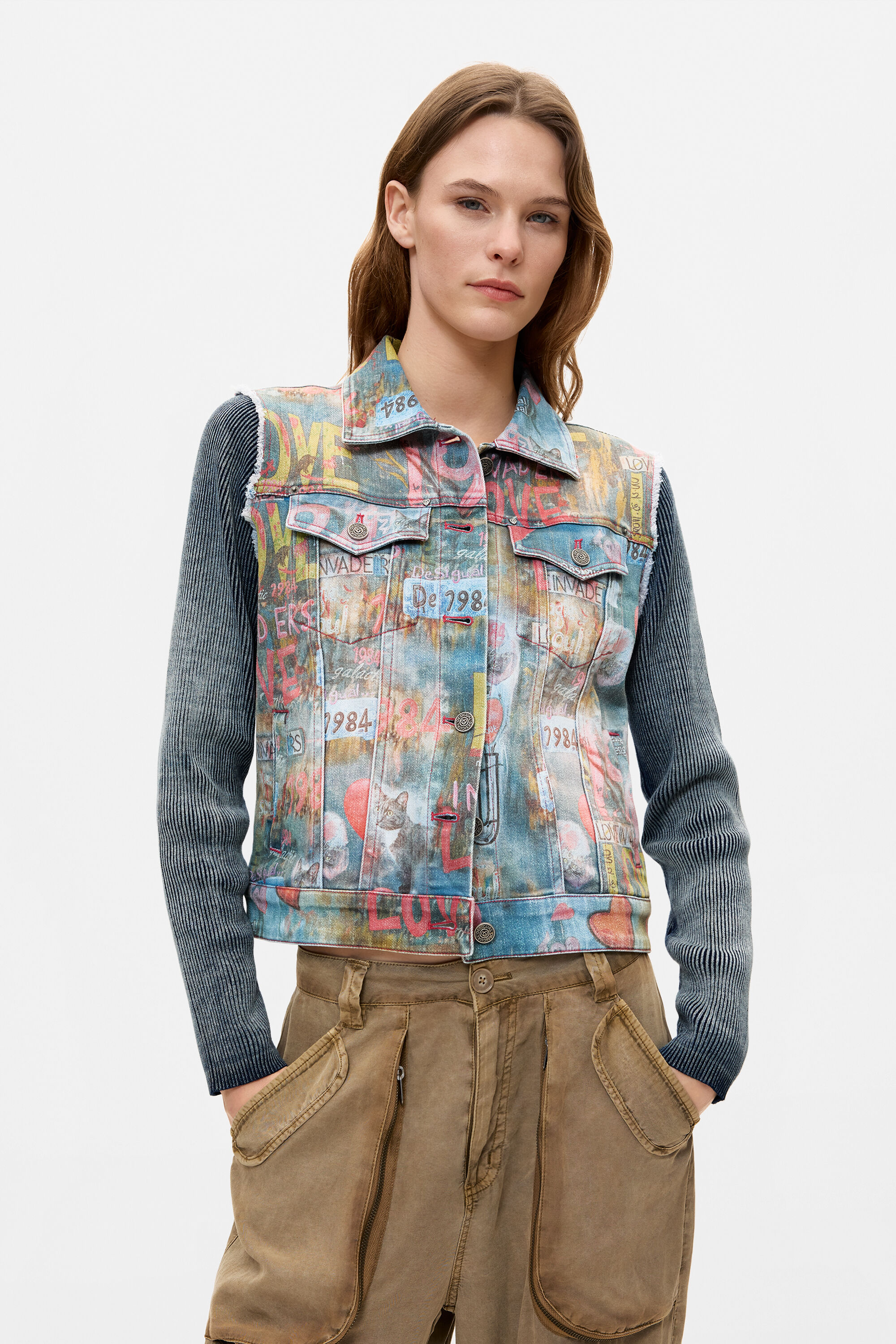 Desigual, Cazadora Denim Estampada, Algodon, Azul