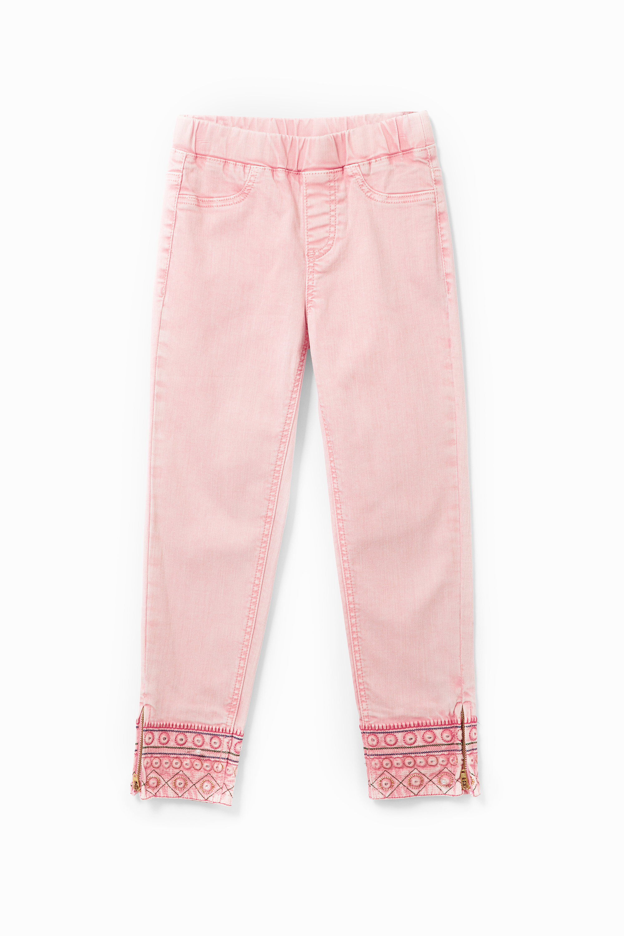 Slim trousers embroidered ankles