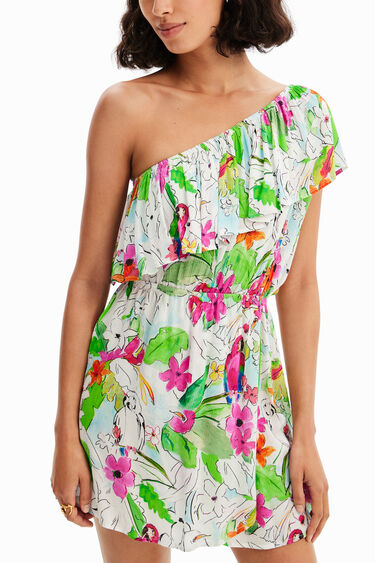 Vestit curt asimètric tropical | Desigual