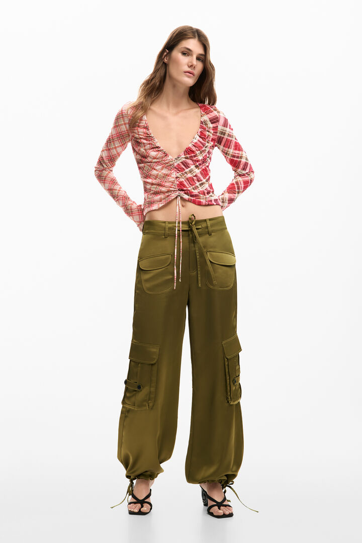 Satin cargo pants