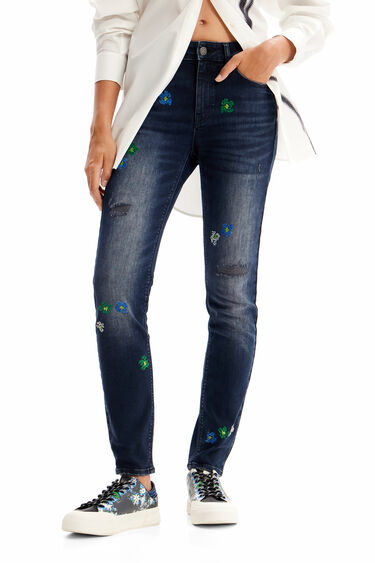 Embroidered push-up skinny jeans | Desigual