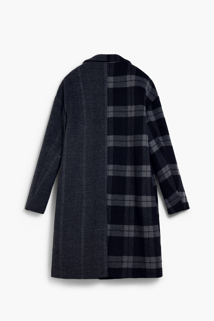 Checkered bimaterial coat | Desigual