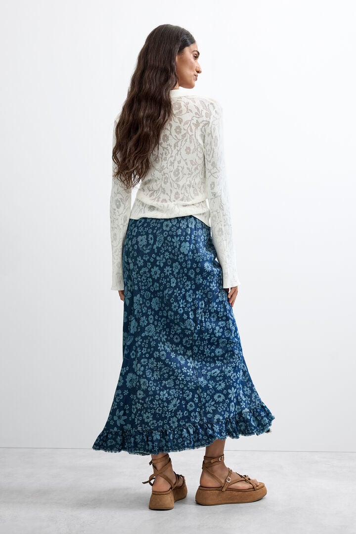 Denim ruffle skirt