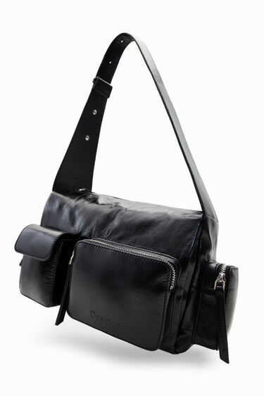 Midsize pockets leather bag | Desigual
