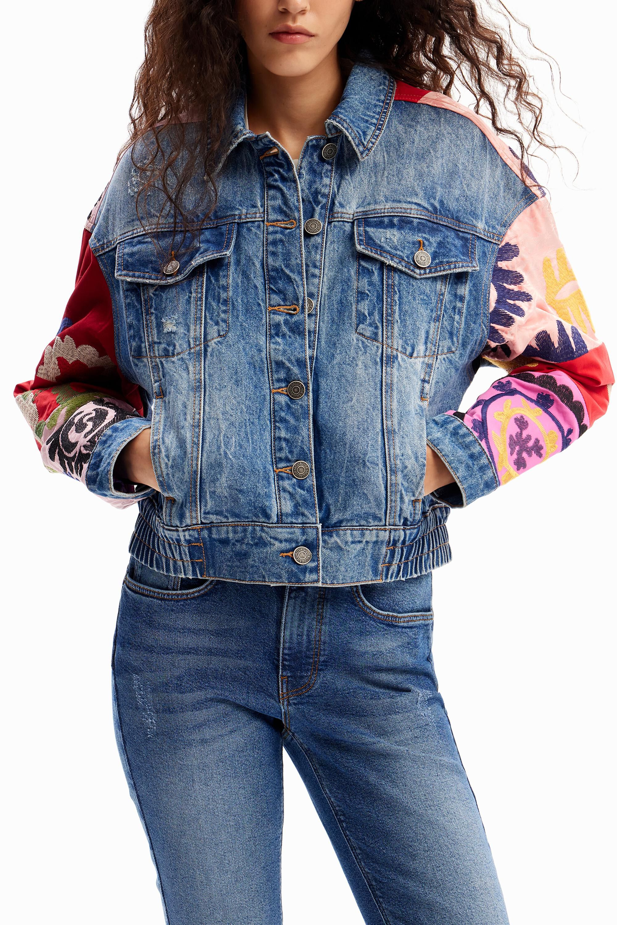Women's Short patchwork denim jacket I Desigual.com