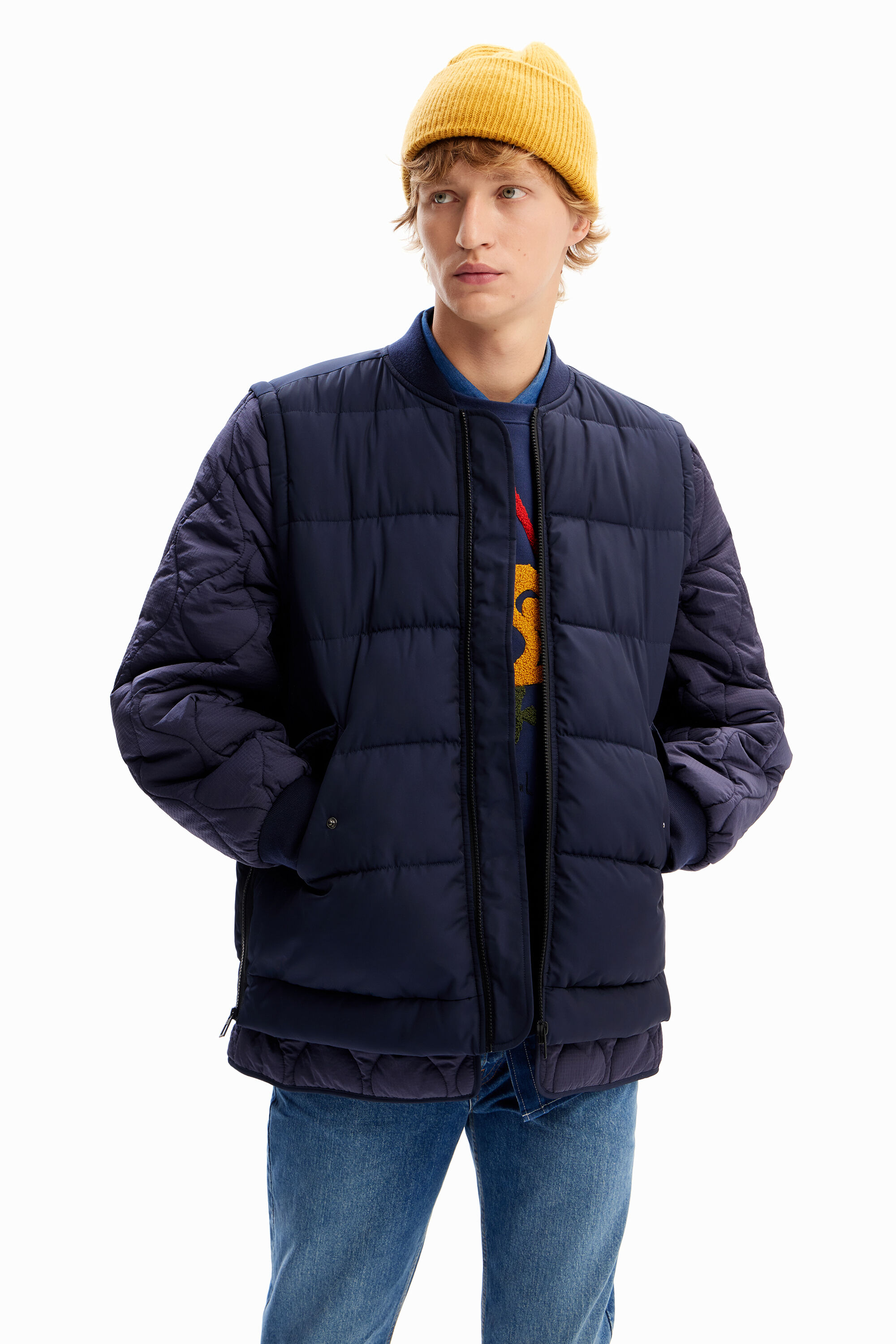 Desigual Detachable quilted bomber jacket