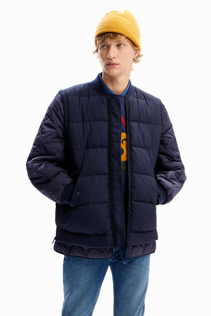 Detachable quilted bomber jacket