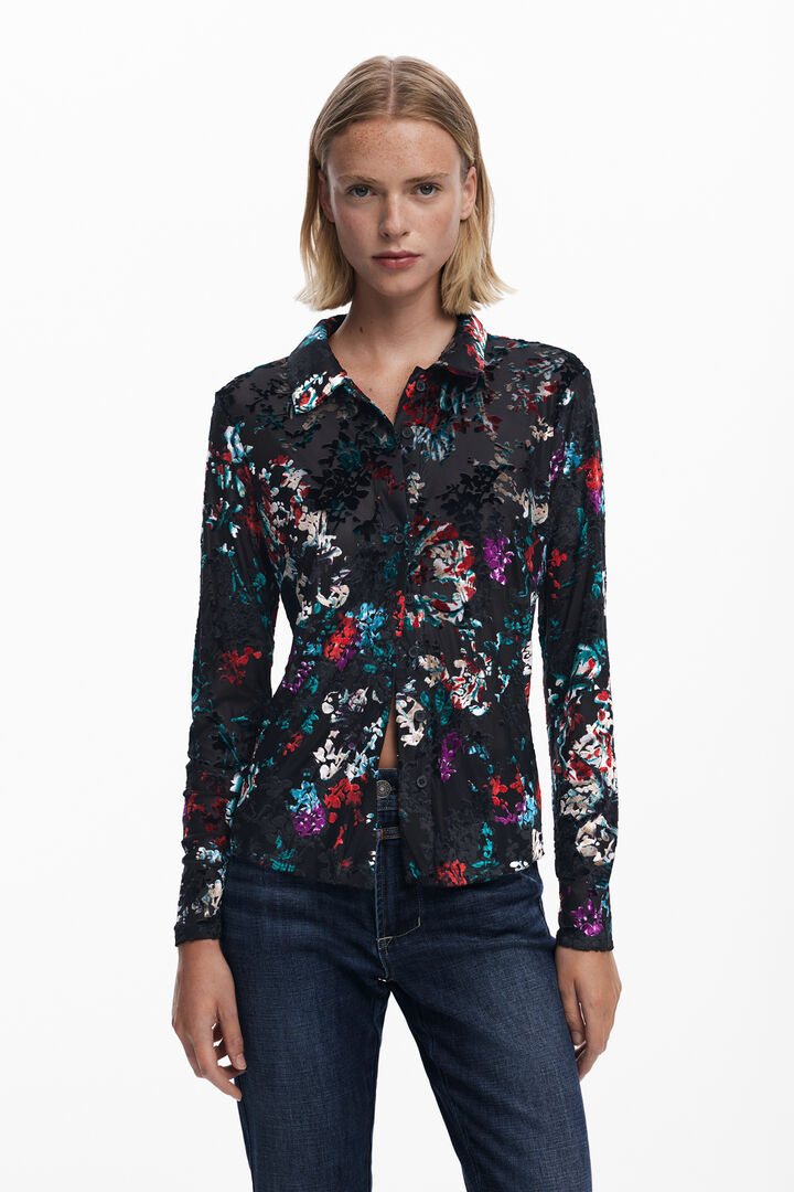 Camiseta de tul estampado floral | Desigual