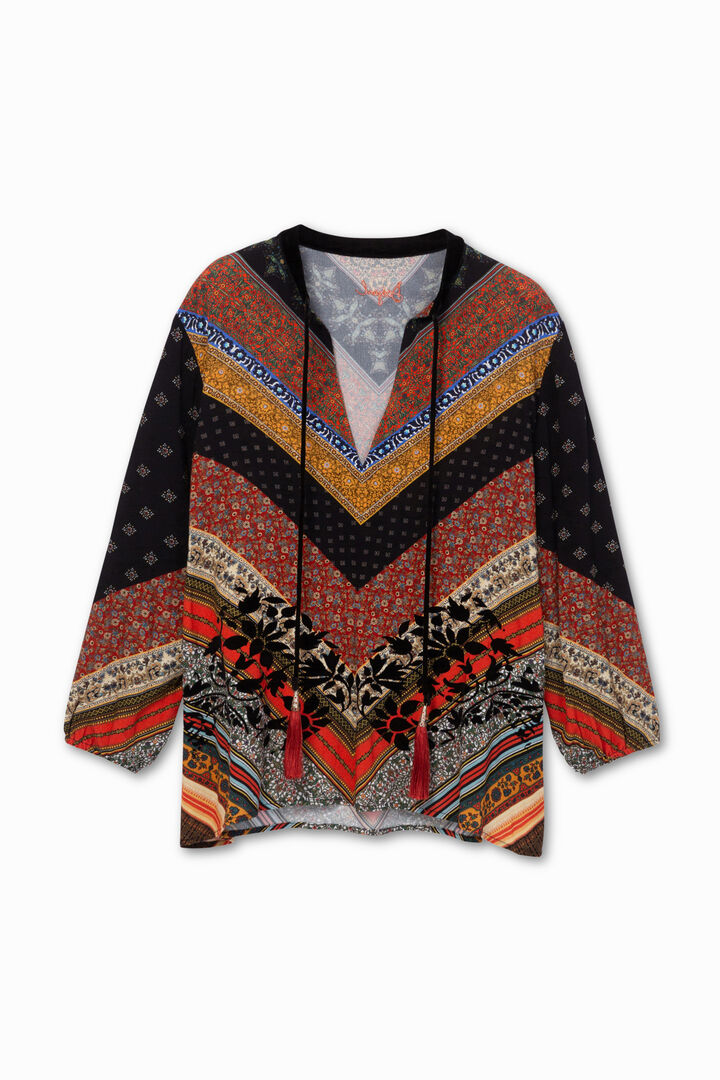 Blouse boho en viscose à col en V à cordon | Desigual